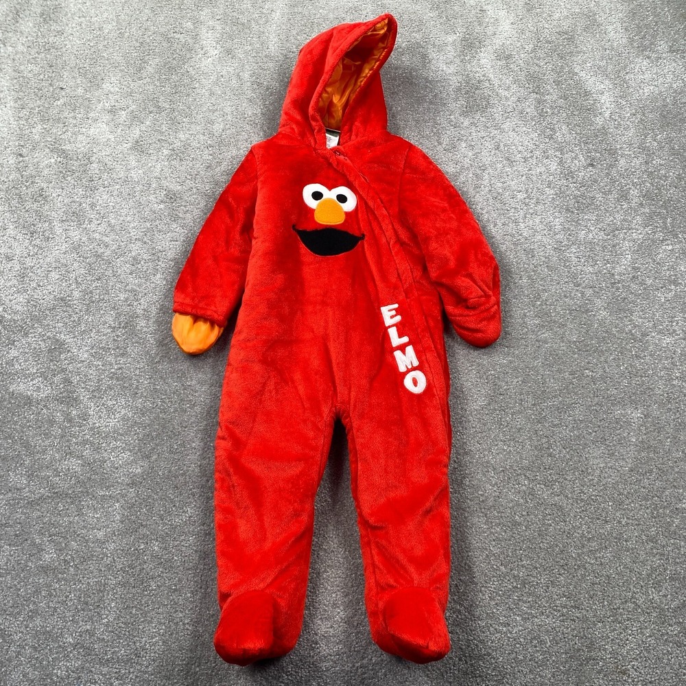 Sesame Street Elmo Sherpa Full Body Union‎ Suit Costume Pajama Kids Size 24M Red